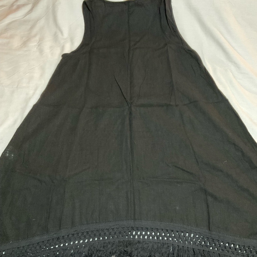 Umgee Black Crochet Detail Dress Long Tank size S - Picture 4 of 5